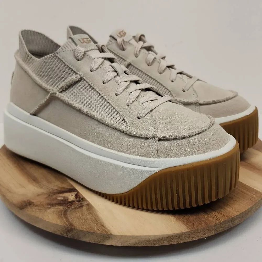 UGG EZ-DUZZIT LACE Taupe Platform Sneakers Women's Size 10 - Picture 3 of 10